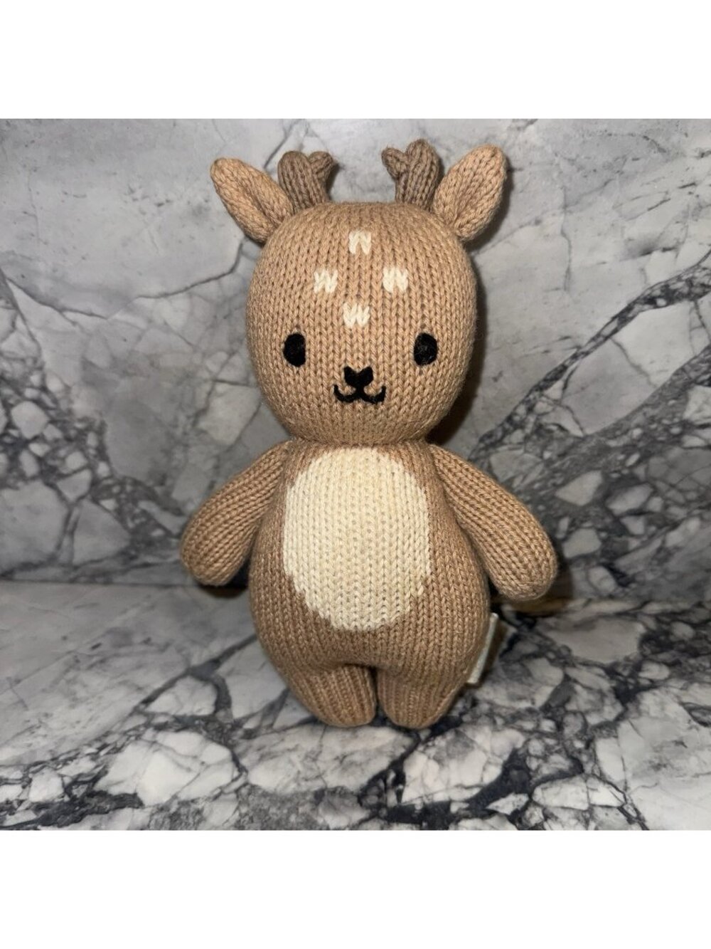 Cuddle + Kind Small 7.5" Baby Deer Light Brown Plush Stuffed Handmade In Nepal